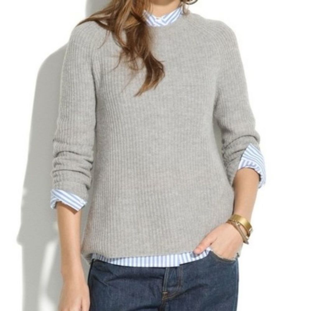 Madewell Elbow Patch Stadium Sweater Merino Wool